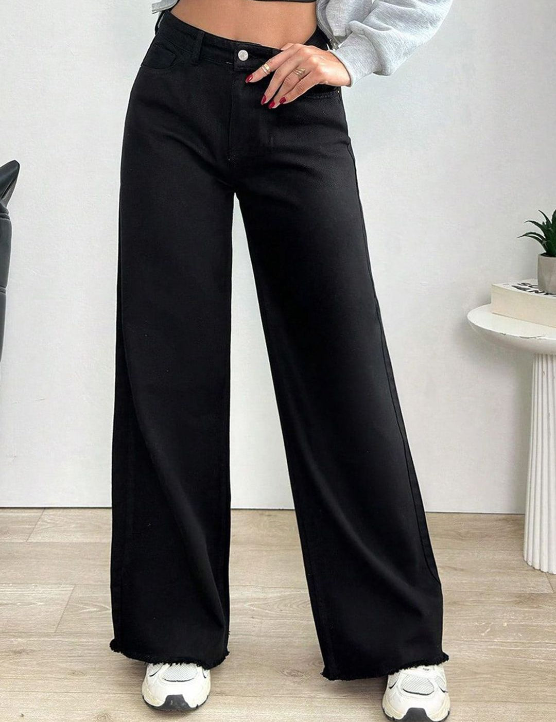 Kotty Women Jean Wide Leg High-Rise Stretchable Cotton Jeans