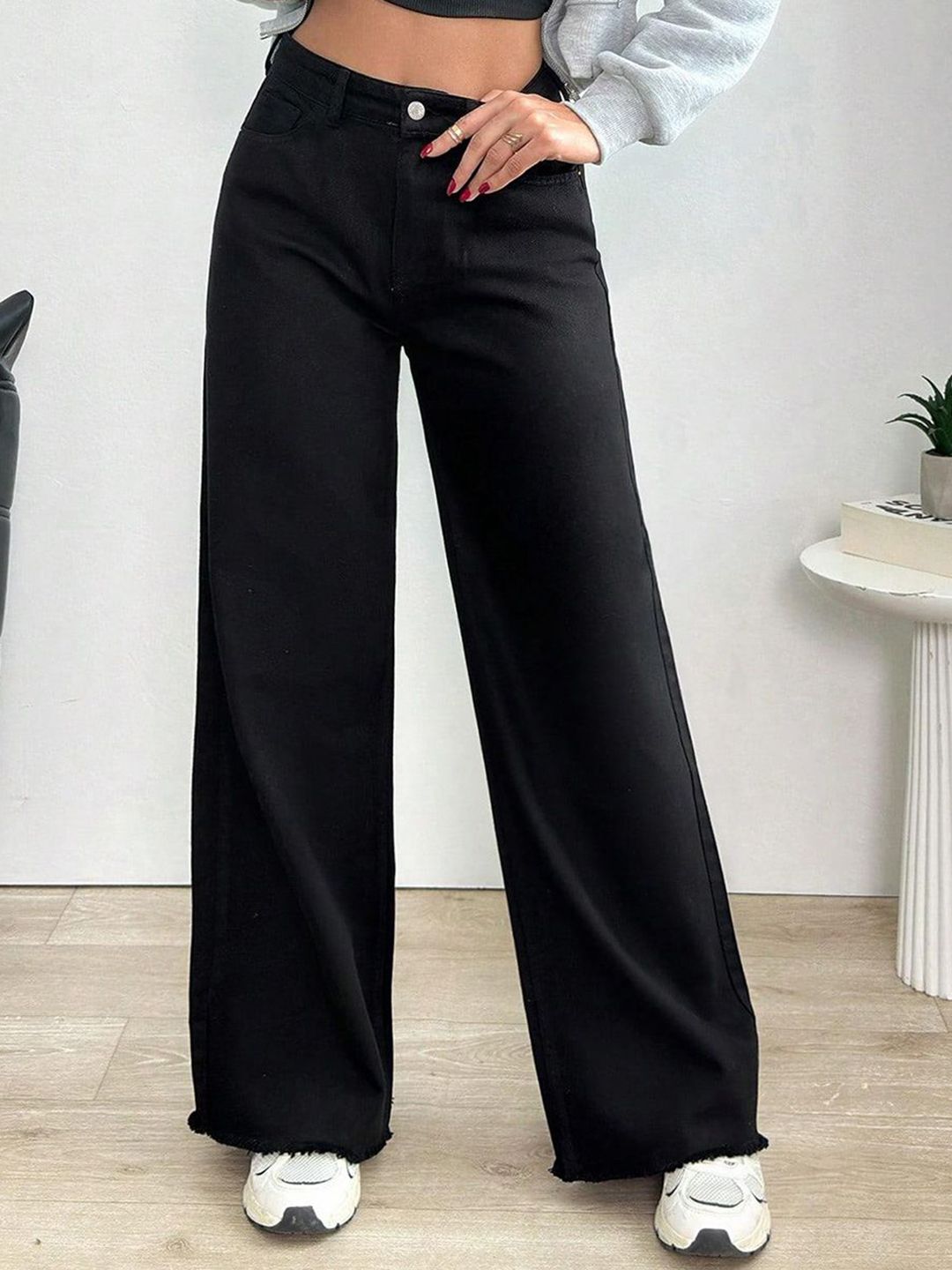 Kotty Women Jean Wide Leg High-Rise Stretchable Cotton Jeans