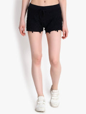 KOTTY  Self Design Women Black Regular Shorts