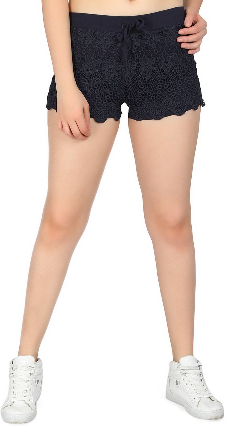 KOTTY  Self Design Women Black Regular Shorts Special price