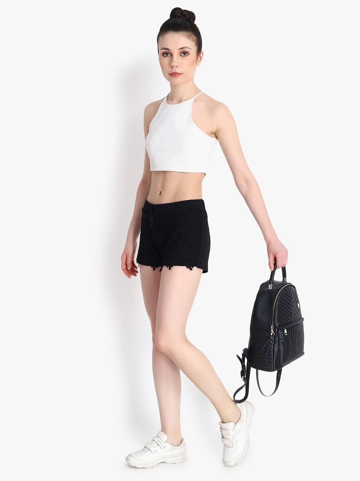 KOTTY  Self Design Women Black Regular Shorts