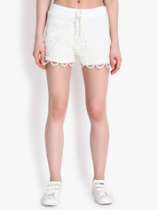 KOTTY  Self Design Women White Regular Shorts