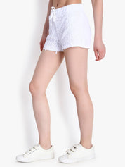 KOTTY  Self Design Women White Regular Shorts