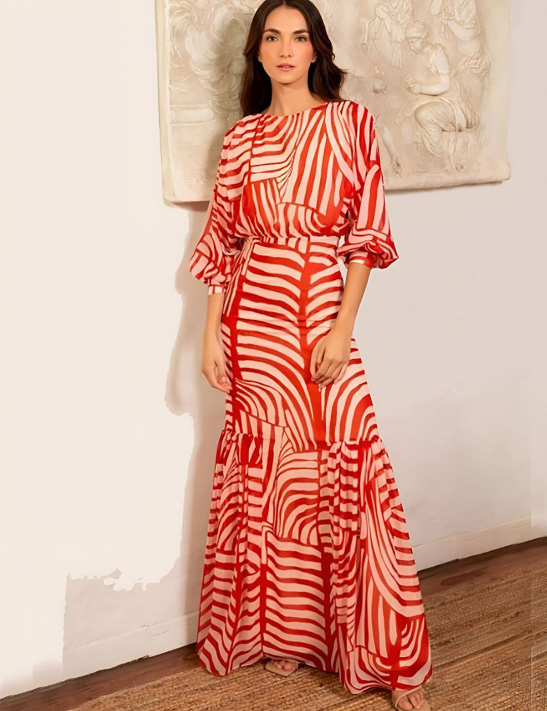 Kotty Print Crepe Fit & Flare Maxi Dress
