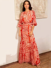 Kotty Print Crepe Fit & Flare Maxi Dress