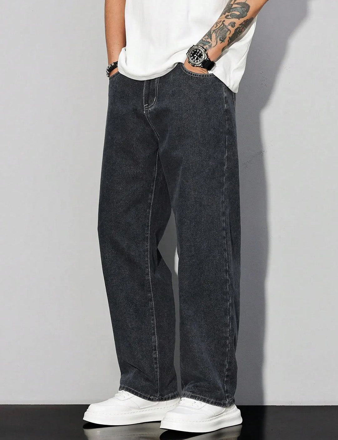 Kotty Men Baggy Fit Mid-Rise Stretchable Jeans