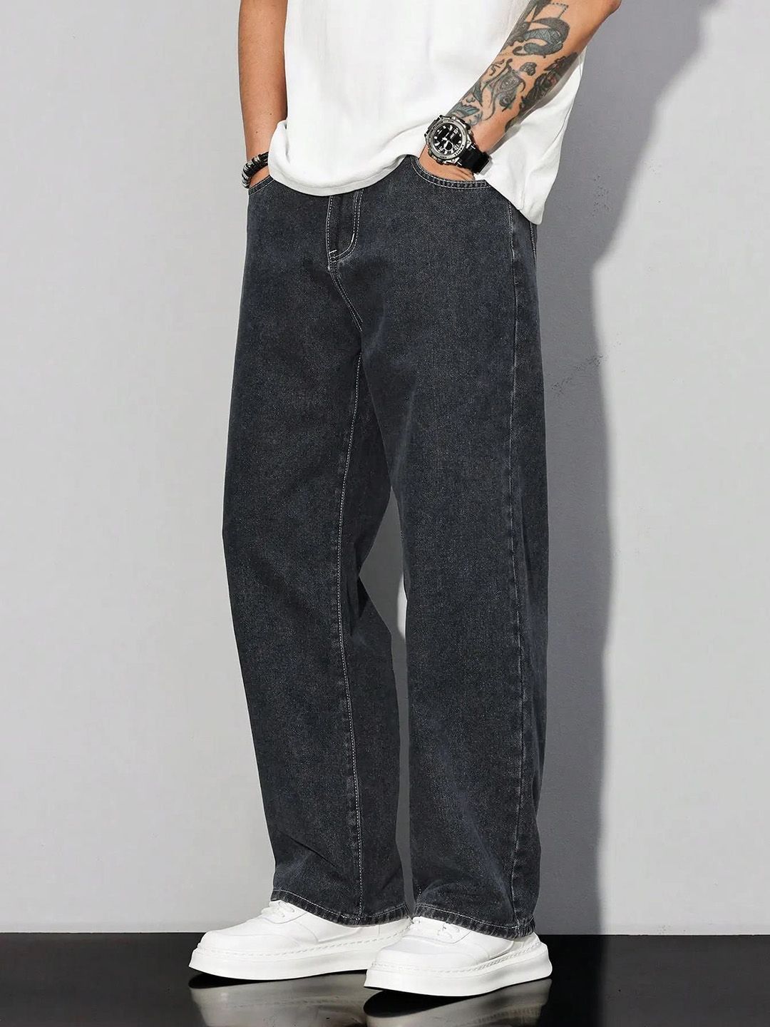 Kotty Men Baggy Fit Mid-Rise Stretchable Jeans