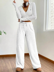 Kotty Women High-Rise Faux Fur Easy Wash Wide Leg Trousers