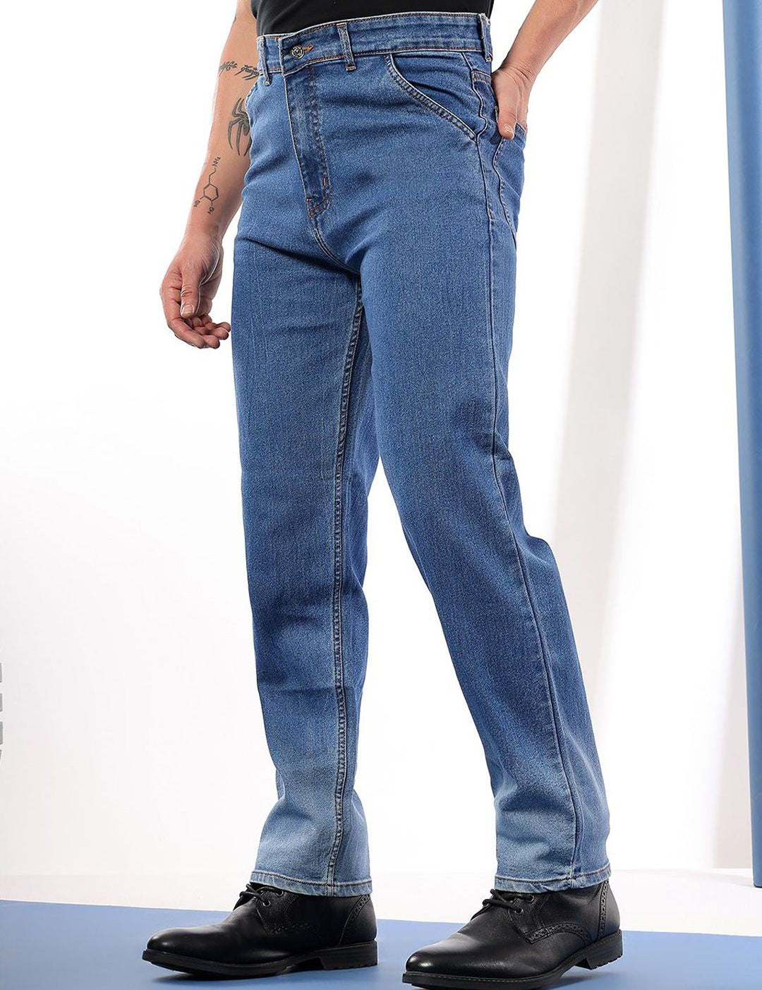 Kotty Men Comfort Regular Fit Mid-Rise Stretchable Jeans