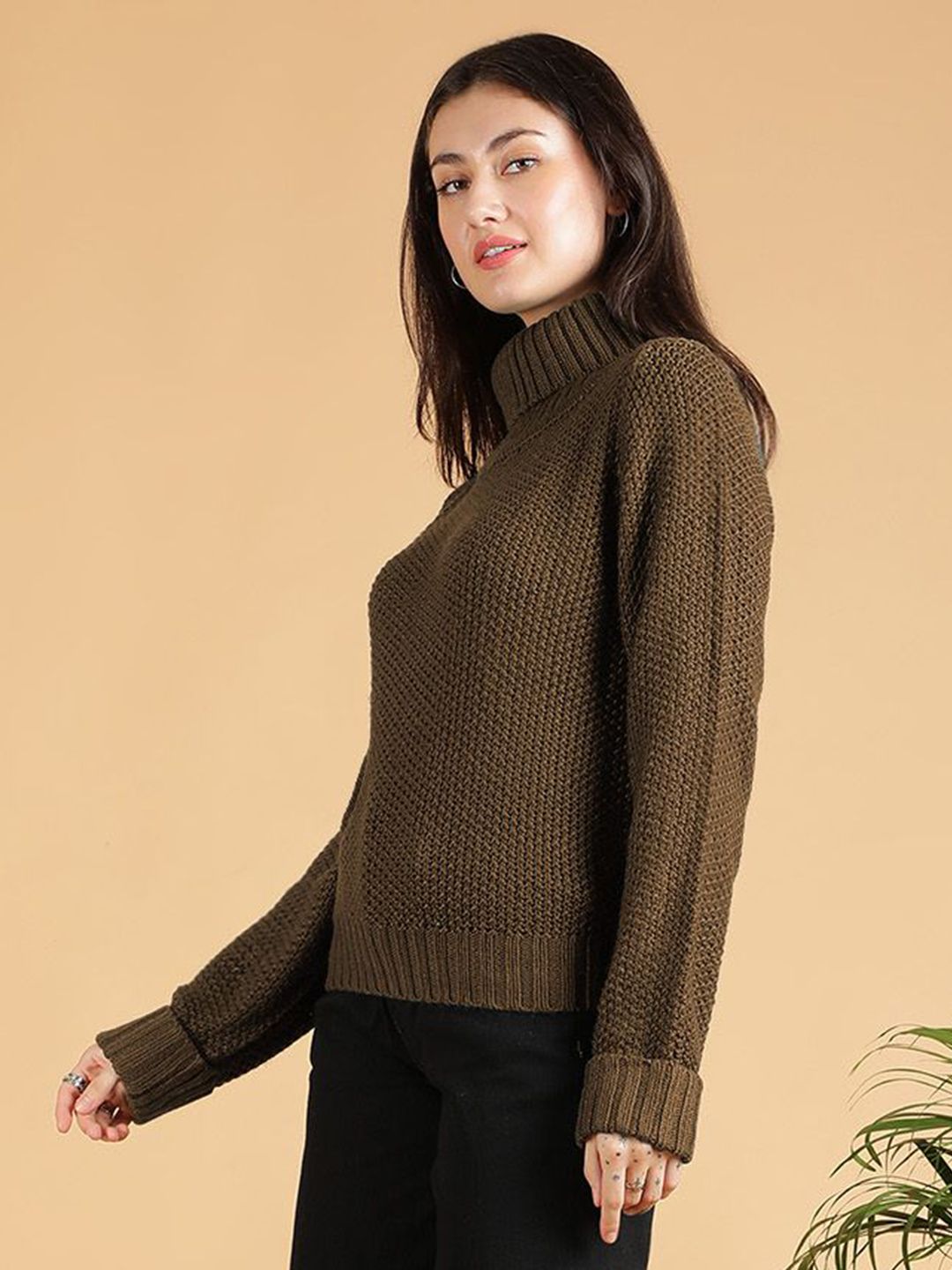 Kotty Women Turtle Neck Long Sleeves Pullover