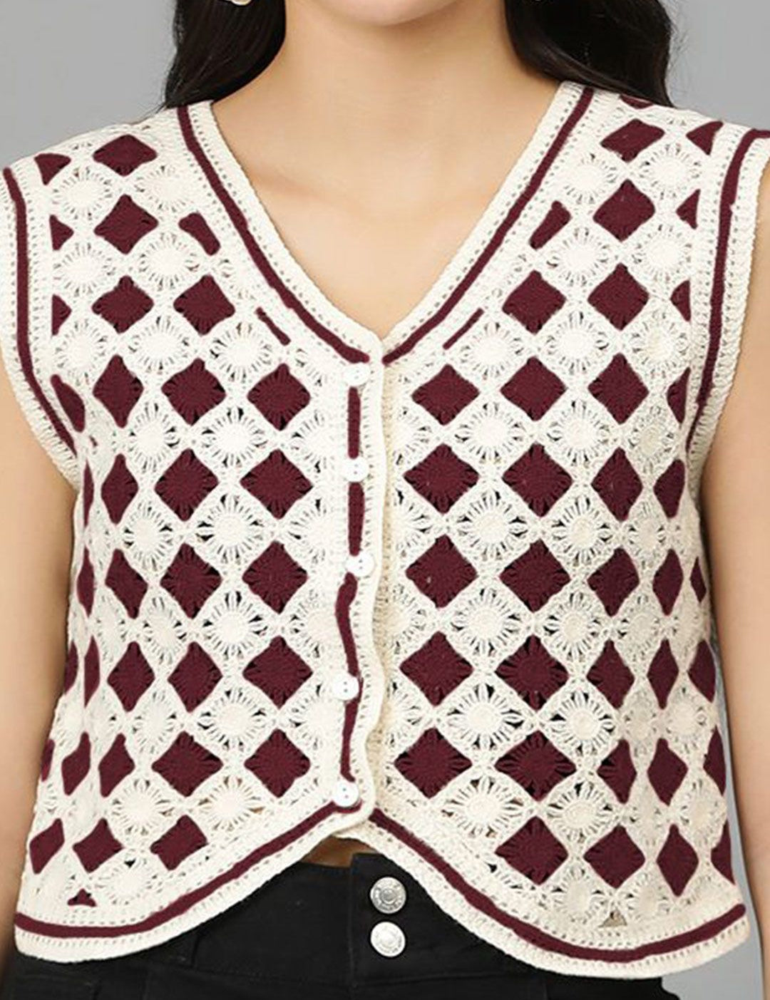 Kotty Women Self Design V-Neck Cotton Top