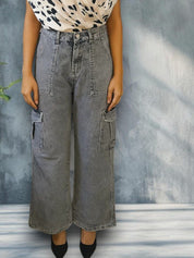 Kotty Women Regular Fit High-Rise Stretchable Cargo Jeans