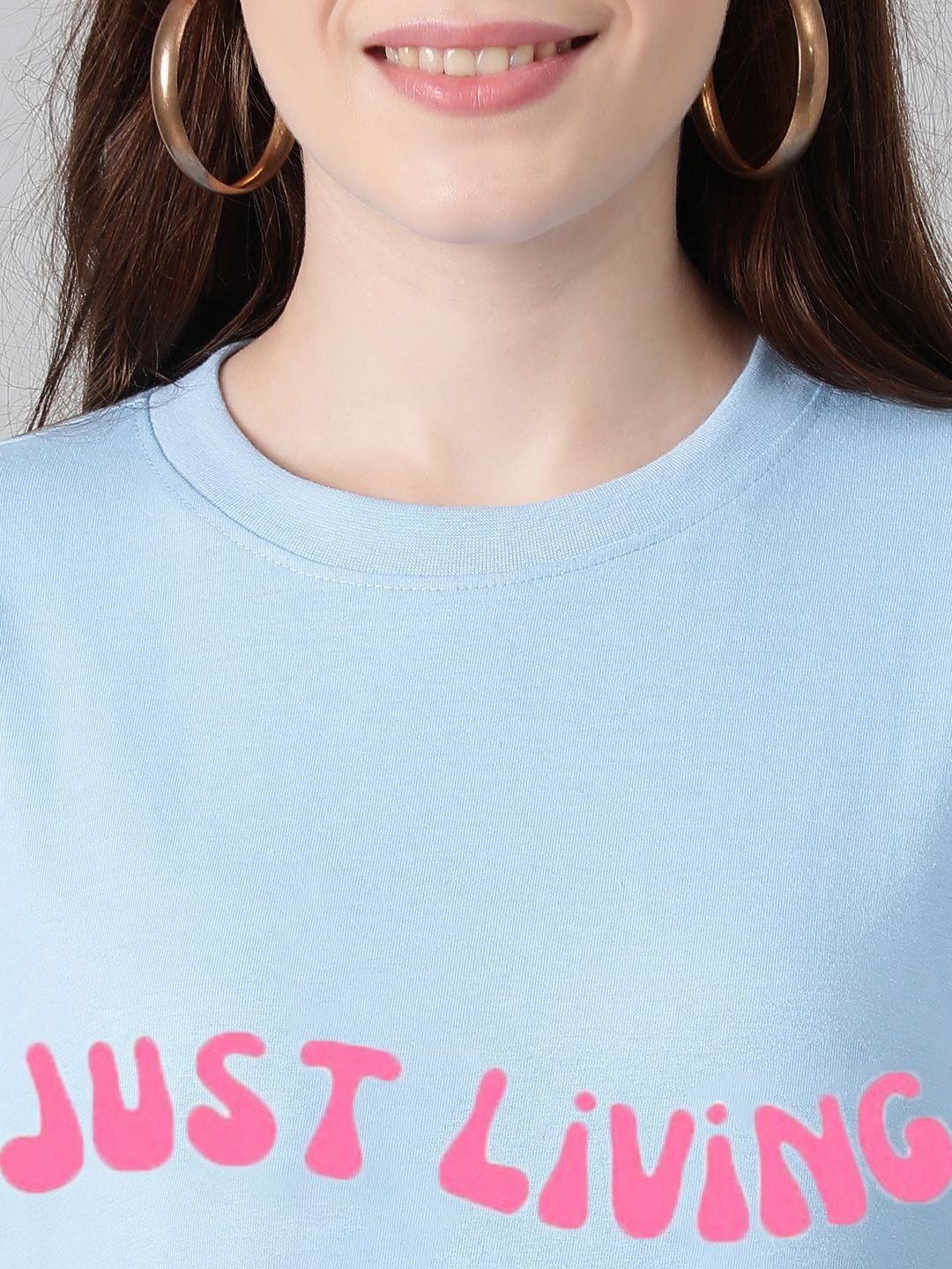 Kotty Cotton Typography Printed Drop-Shoulder Sleeves Oversized T-shirt