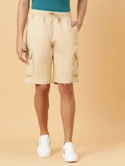 KOTTY  Solid Men Beige Cargo Shorts