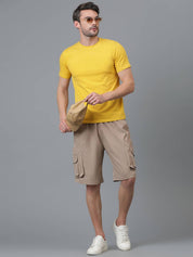 KOTTY  Solid Men Beige Cargo Shorts