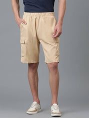 KOTTY  Solid Men Beige Cargo Shorts