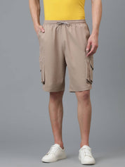 KOTTY  Solid Men Beige Cargo Shorts