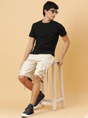 KOTTY  Solid Men Beige Cargo Shorts