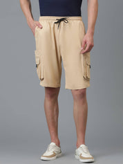 KOTTY  Solid Men Beige Cargo Shorts