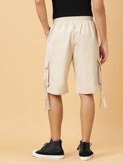 KOTTY  Solid Men Beige Cargo Shorts