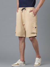 KOTTY  Solid Men Beige Cargo Shorts