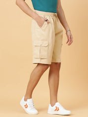 KOTTY  Solid Men Beige Cargo Shorts