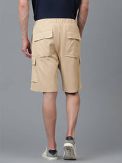KOTTY  Solid Men Beige Cargo Shorts