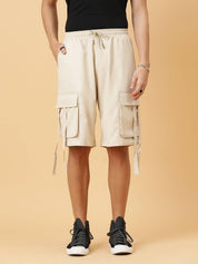 KOTTY  Solid Men Beige Cargo Shorts