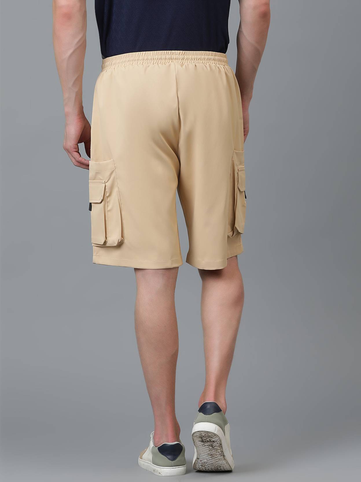 KOTTY  Solid Men Beige Cargo Shorts