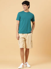 KOTTY  Solid Men Beige Cargo Shorts
