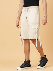 KOTTY  Solid Men Beige Cargo Shorts