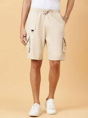 KOTTY  Solid Men Beige Regular Shorts