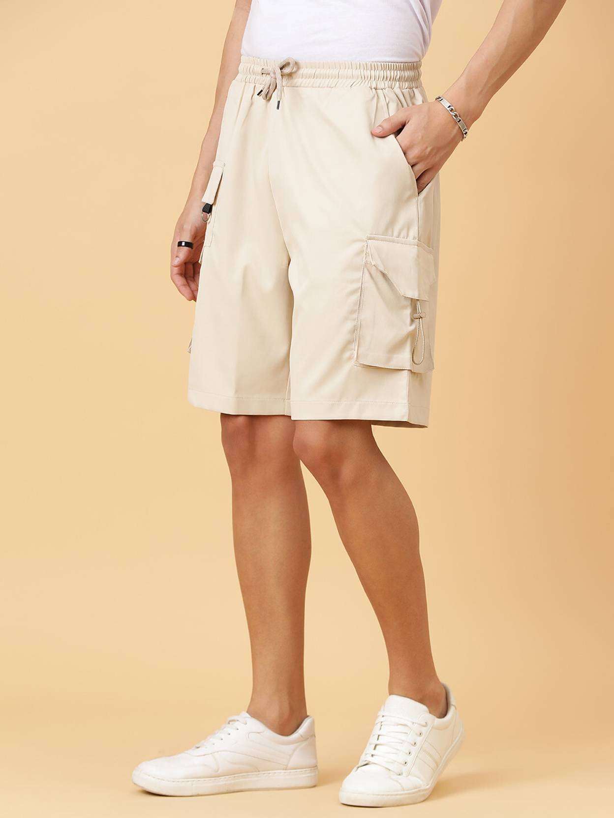 KOTTY  Solid Men Beige Regular Shorts