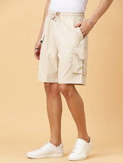 KOTTY  Solid Men Beige Regular Shorts