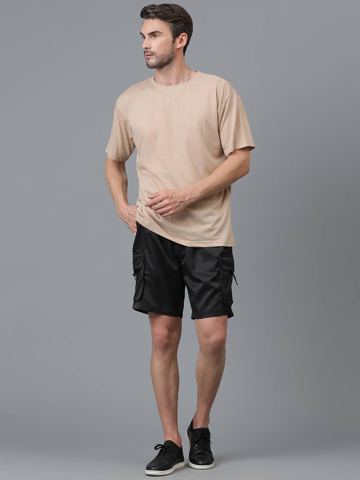 KOTTY  Solid Men Black Cargo Shorts