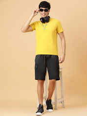 KOTTY  Solid Men Black Cargo Shorts