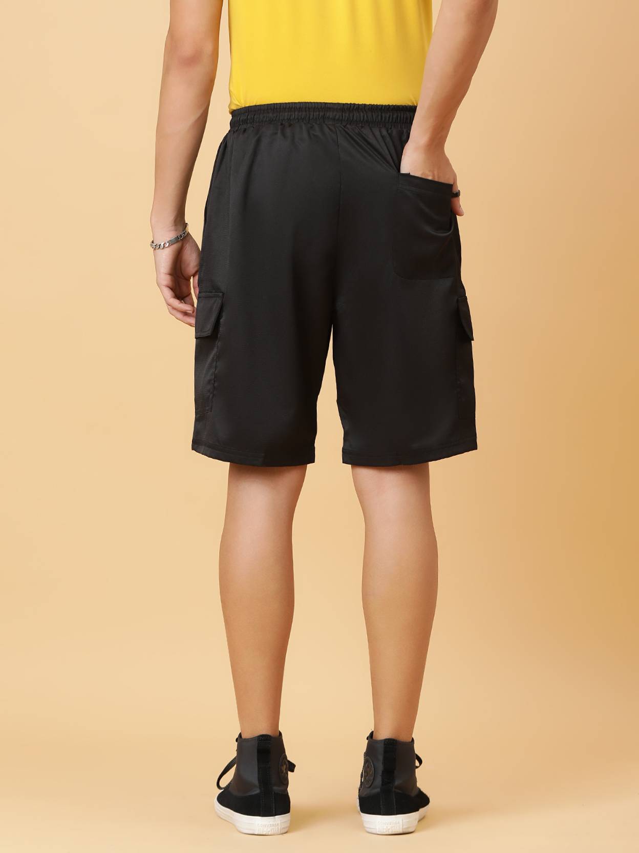 KOTTY  Solid Men Black Cargo Shorts