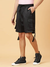 KOTTY  Solid Men Black Cargo Shorts