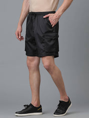 KOTTY  Solid Men Black Cargo Shorts