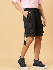 KOTTY  Solid Men Black Cargo Shorts