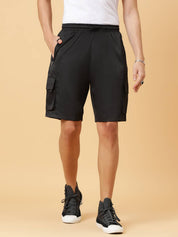 KOTTY  Solid Men Black Regular Shorts