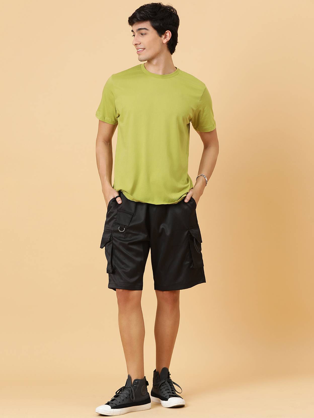 KOTTY  Solid Men Black Regular Shorts