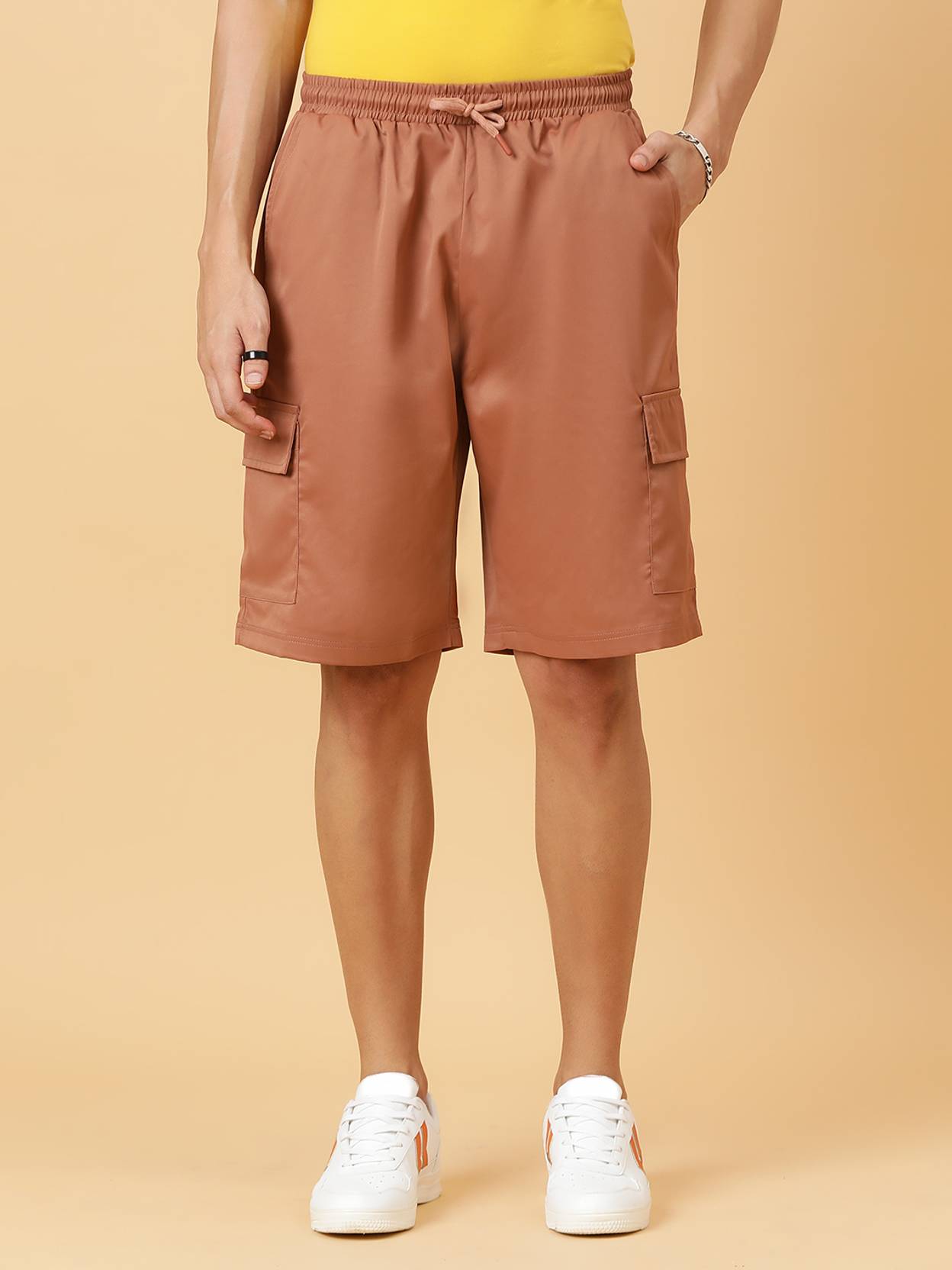 KOTTY  Solid Men Brown Cargo Shorts