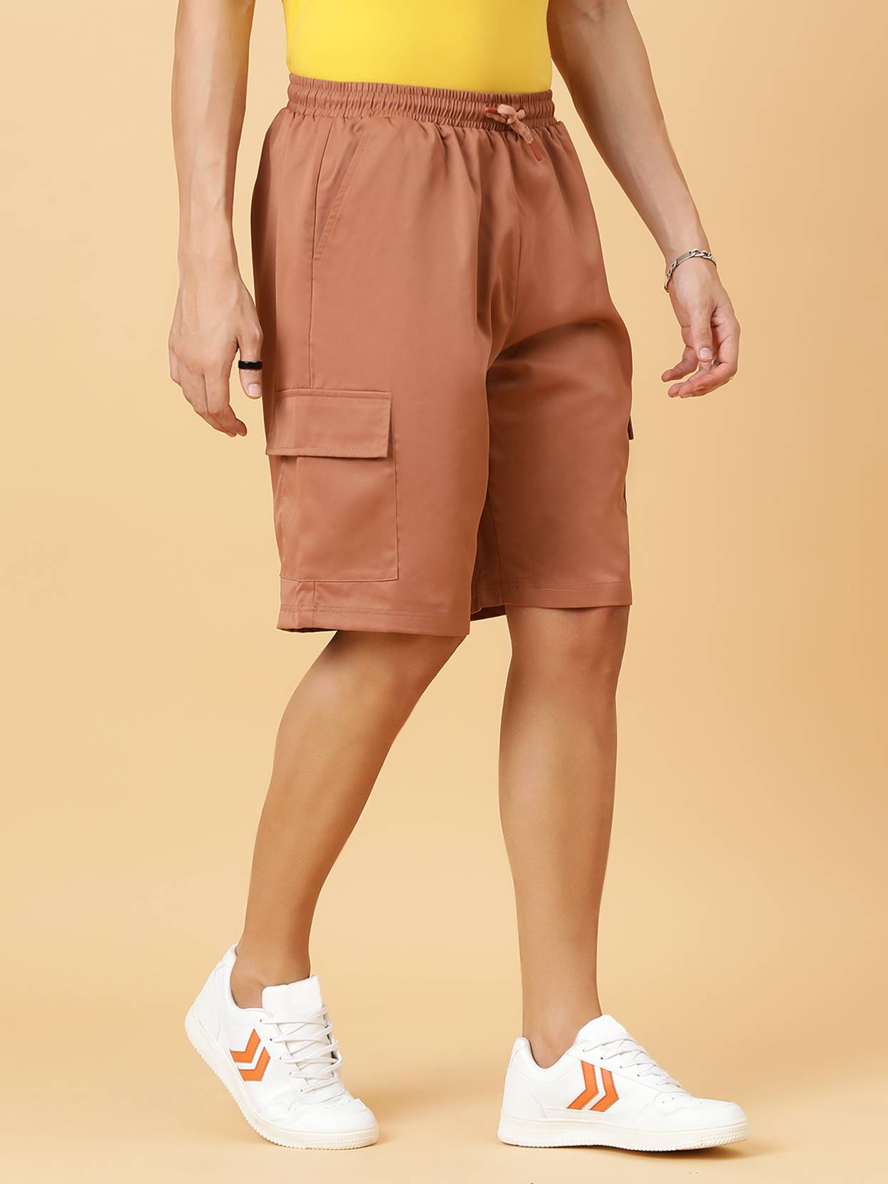 KOTTY  Solid Men Brown Cargo Shorts