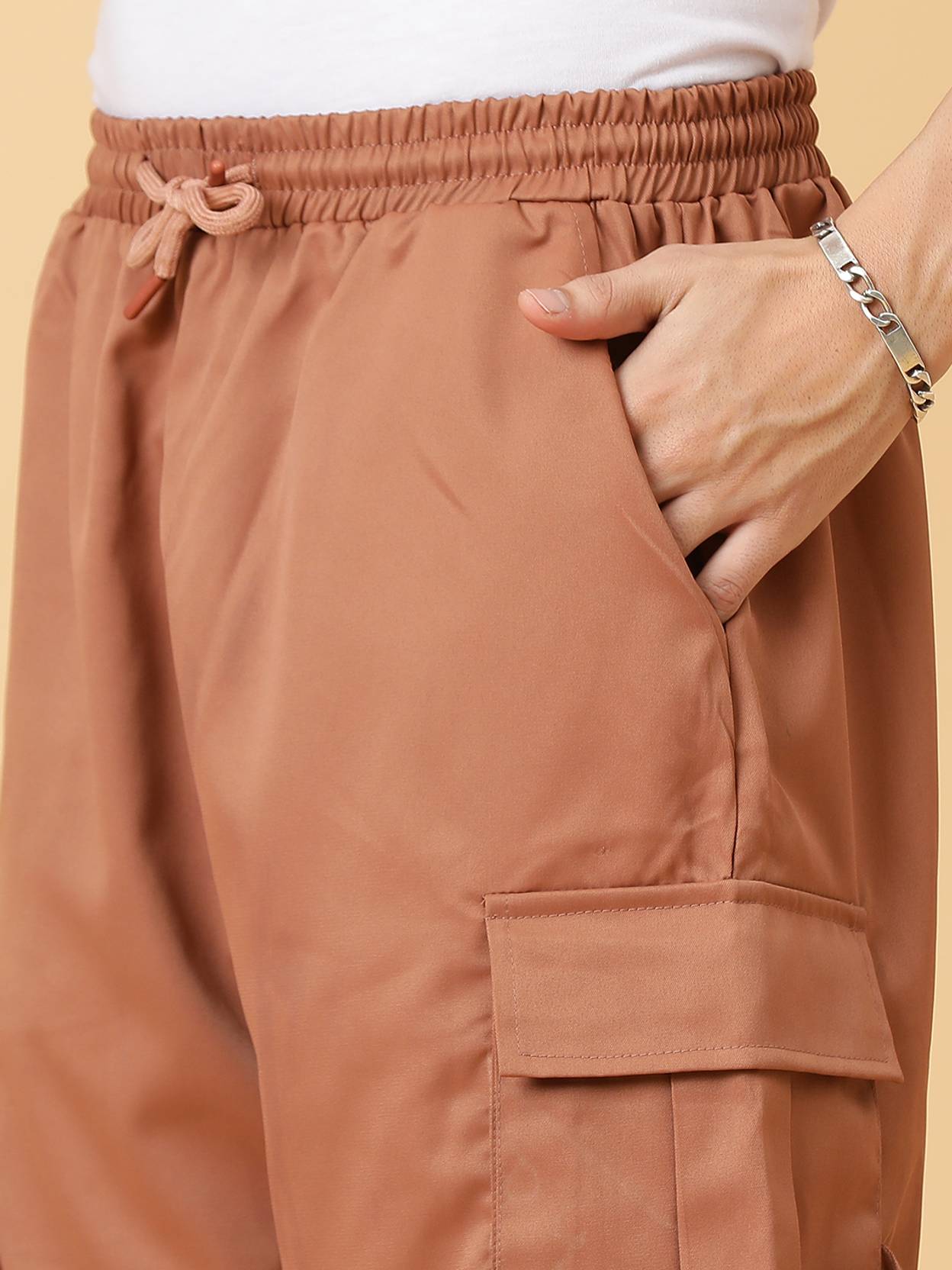 KOTTY  Solid Men Brown Cargo Shorts
