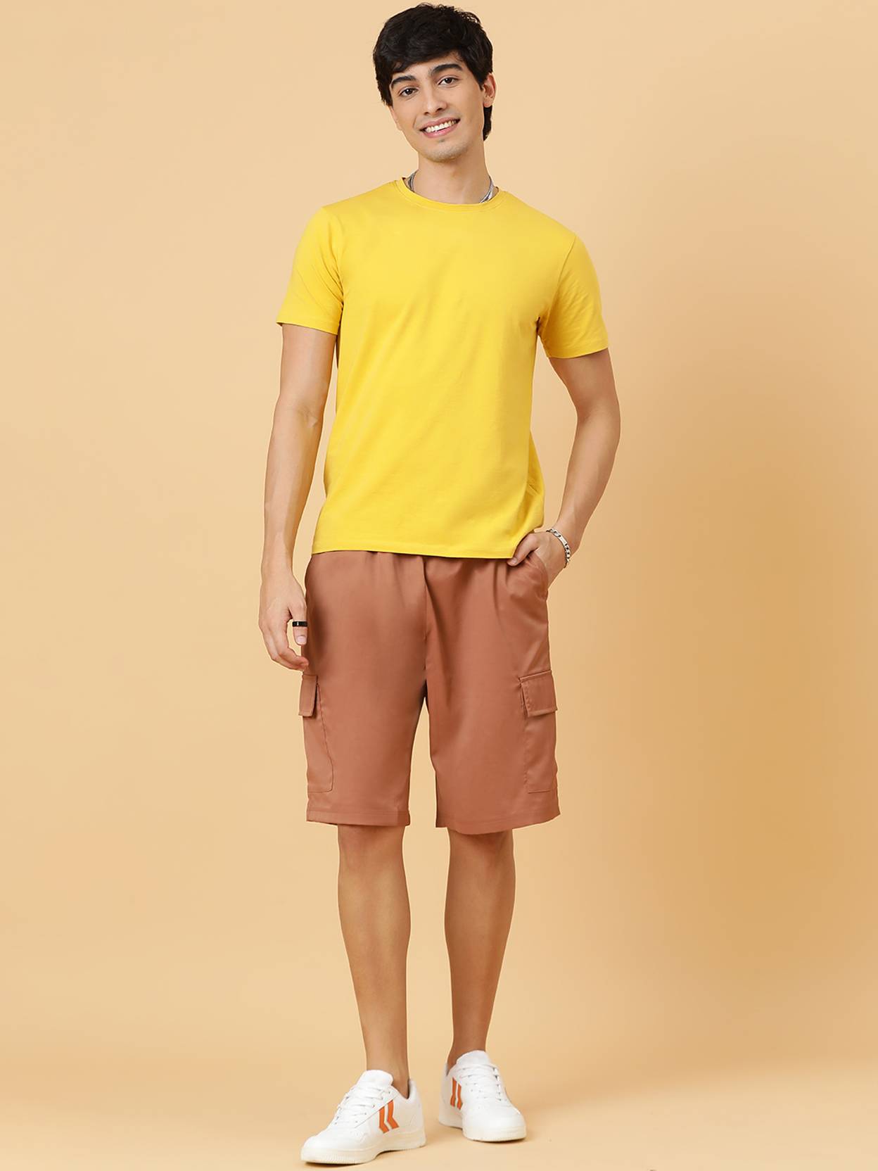 KOTTY  Solid Men Brown Cargo Shorts
