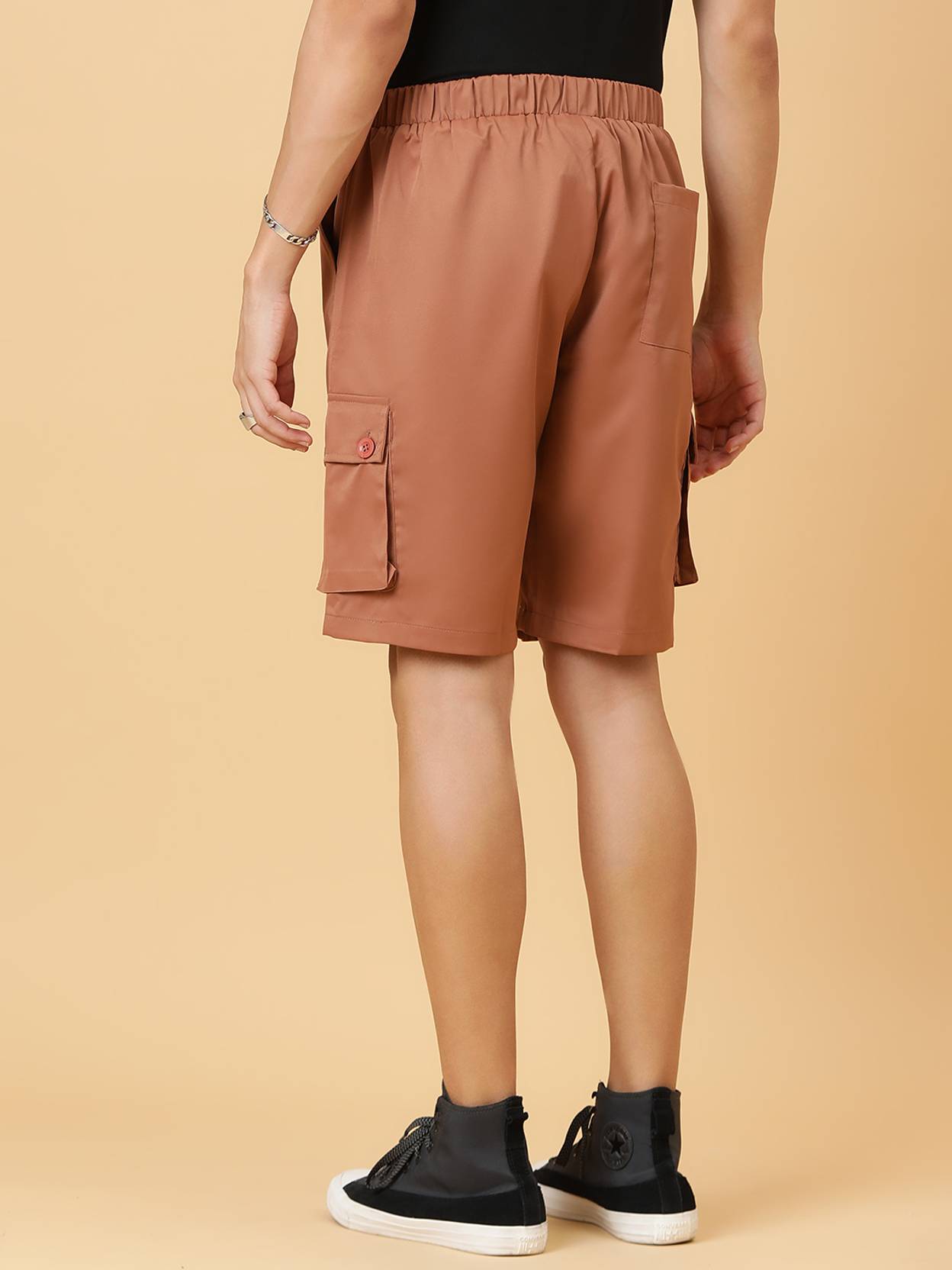 KOTTY  Solid Men Brown Regular Shorts
