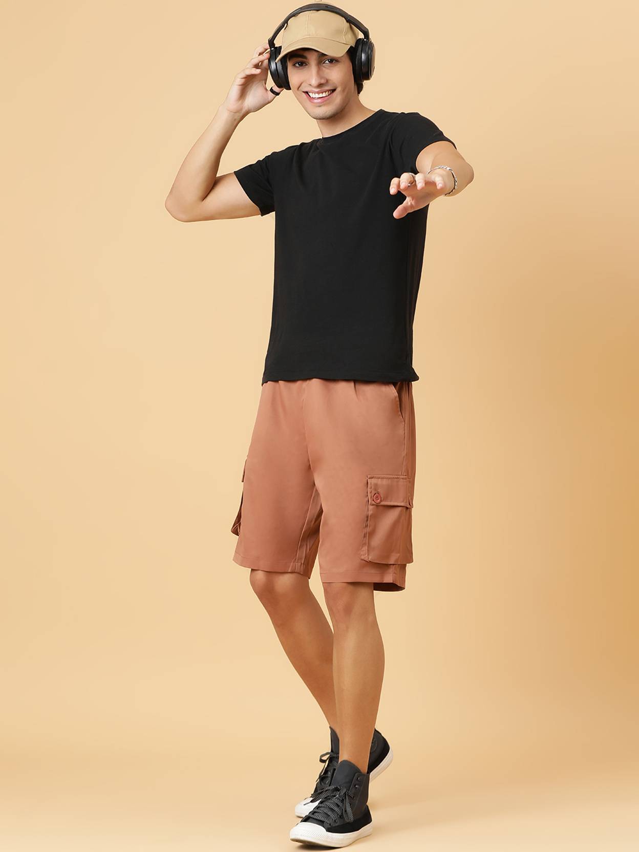 KOTTY  Solid Men Brown Regular Shorts