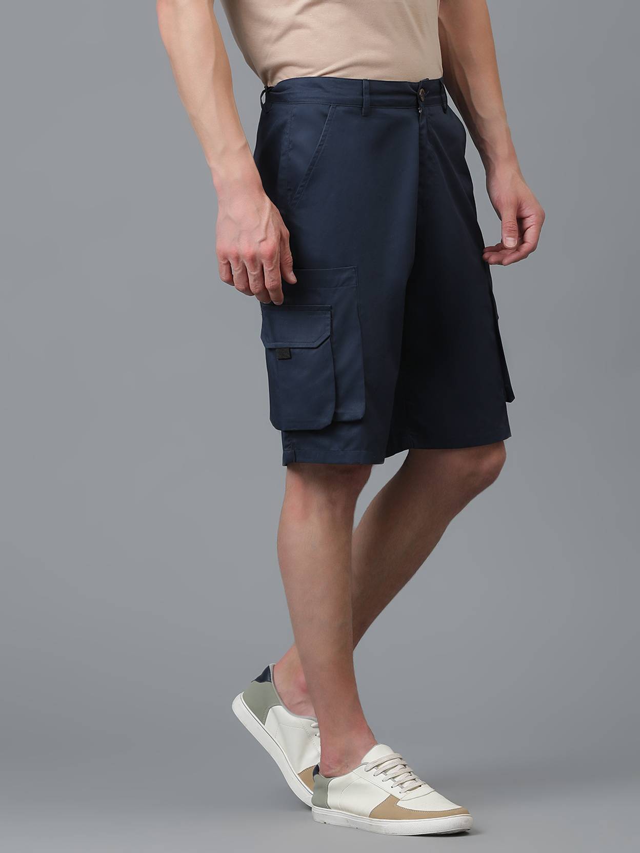 KOTTY  Solid Men Dark Blue Regular Shorts