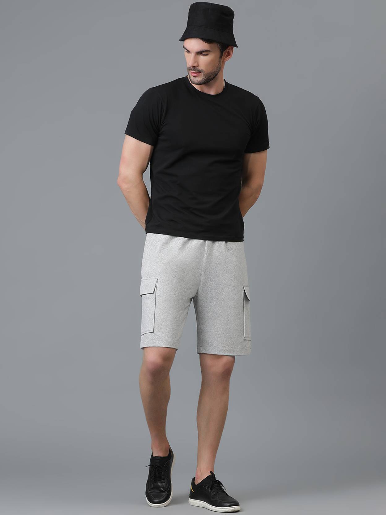 KOTTY  Solid Men Grey Cargo Shorts